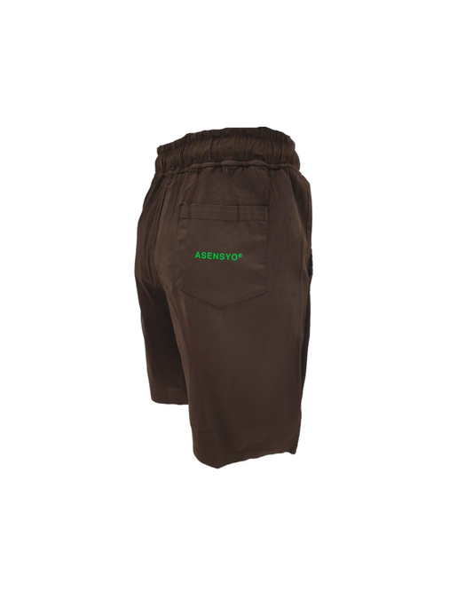 Asensyo Shorts Scritta Verde Marrone